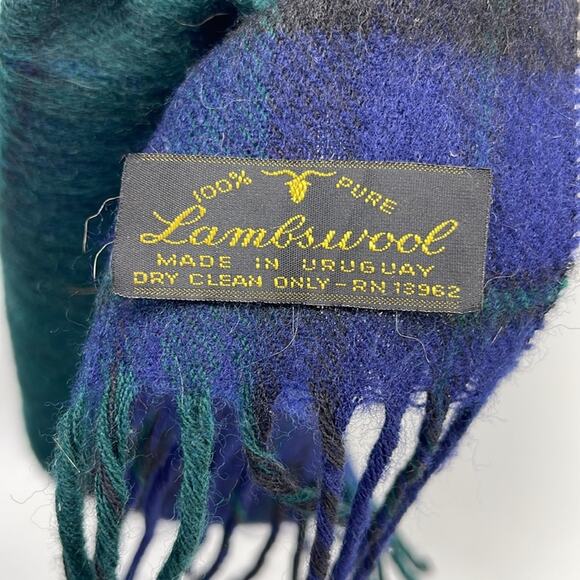 Vintage 100% lambs wool tartan plaid Made in Uruguay winter cold weather scarf - Picture 4 of 5